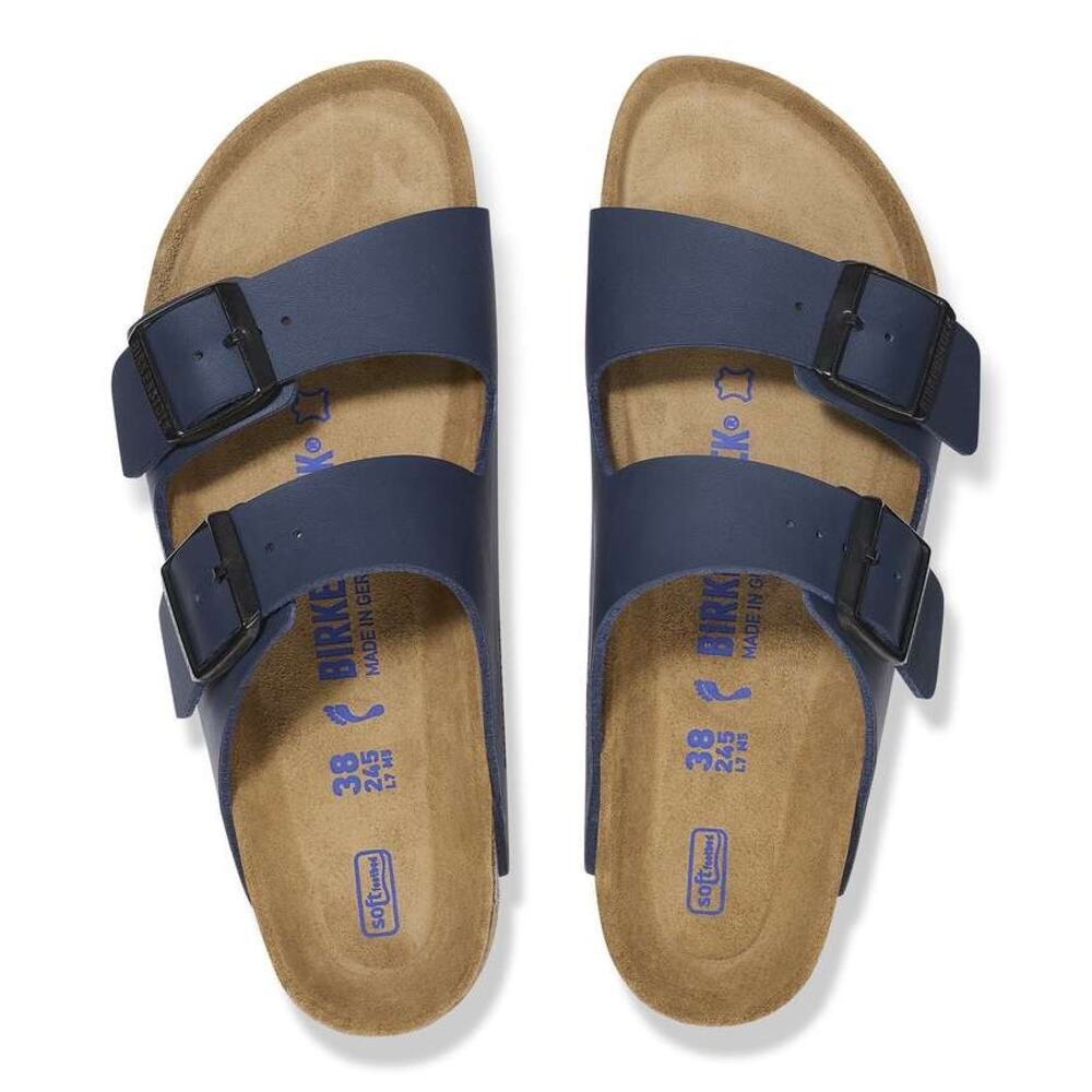 Birkenstock Arizona Soft‎ Footbed Blue Birko Flor Double Strap Comfort Sandals - Picture 4 of 12
